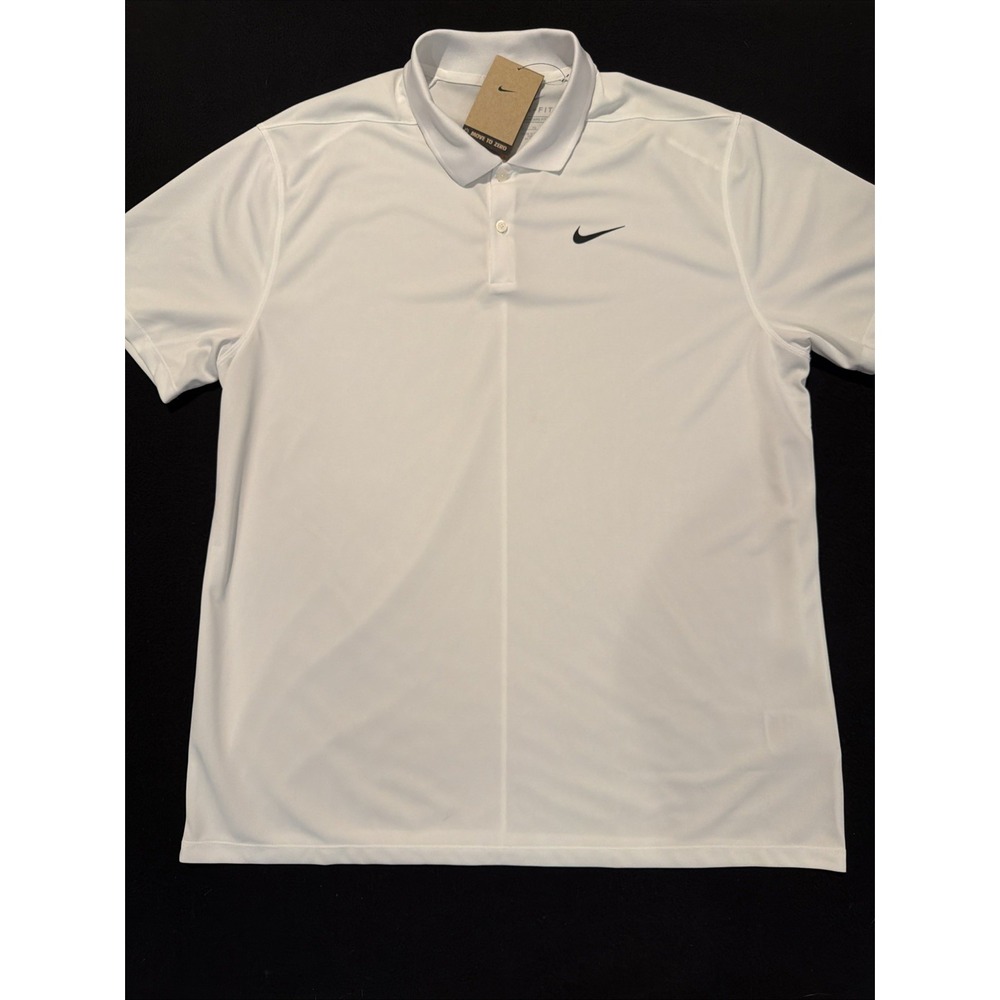 Nike Dri-Fit Standard Fit Dri-Fit White Golf Polo Shirt Men's Size XXL NWT